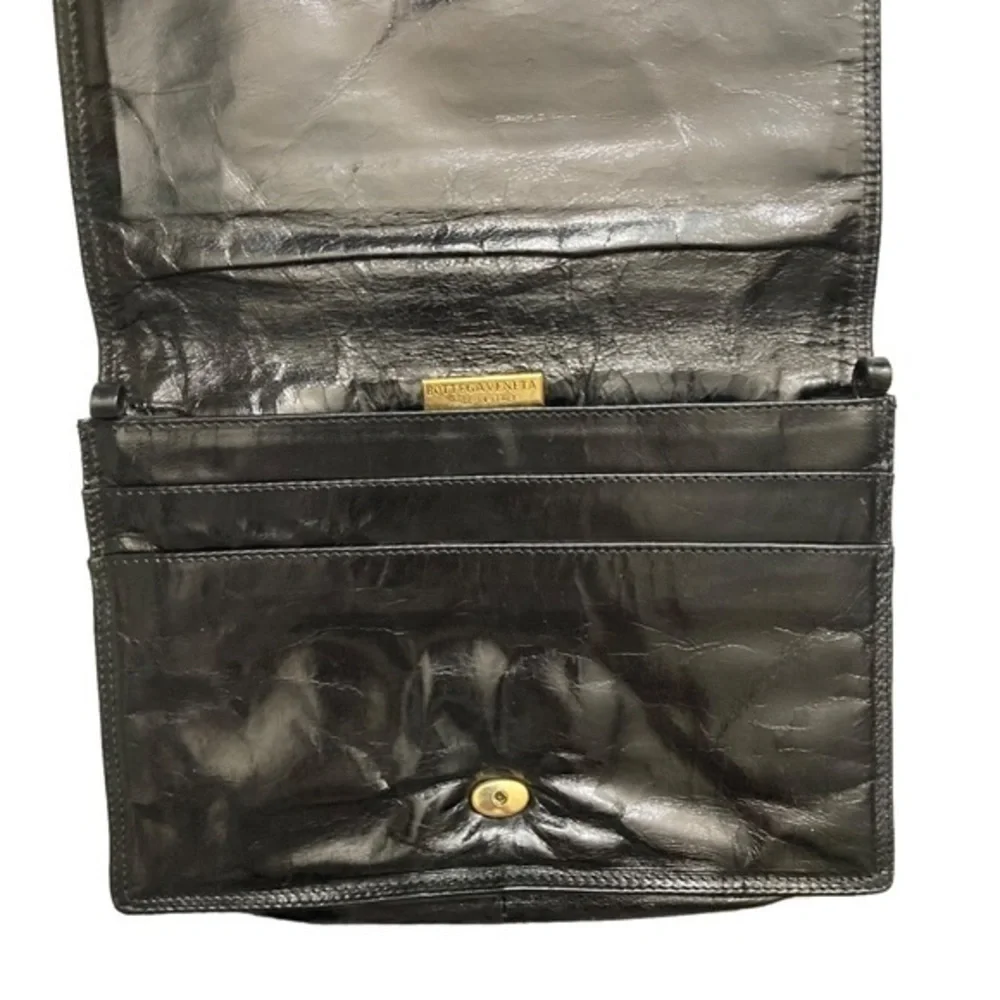 Bottega Veneta black Italian leather clutch bag